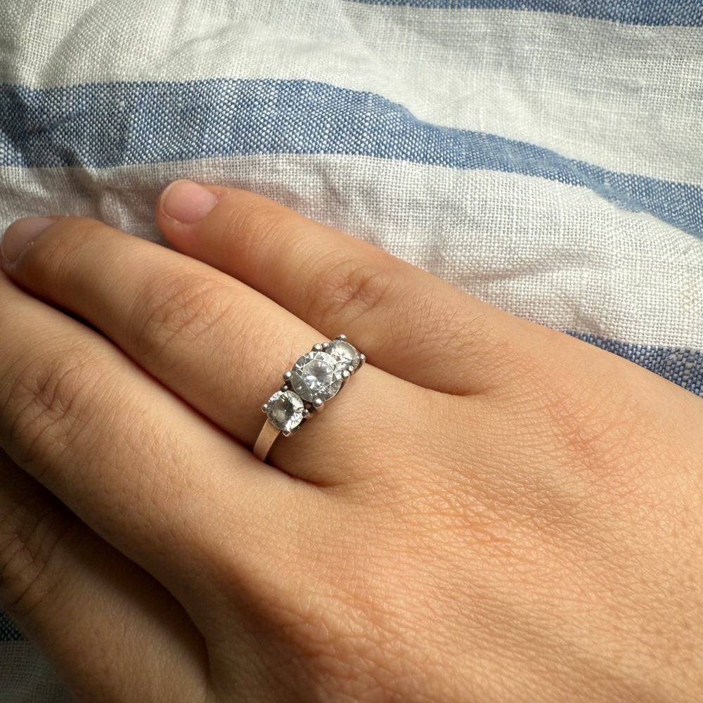 Sterling silver 3 stone cubic zirconia ring